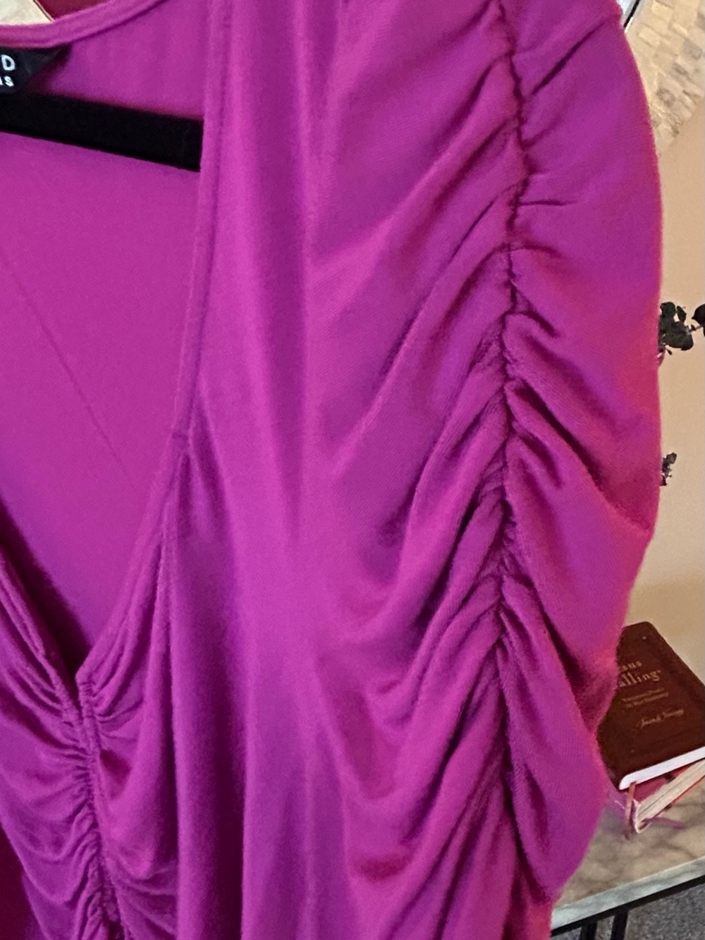 Veronica Beard Magenta Ruched Long Sleeve Blouse - Picture 8 of 10